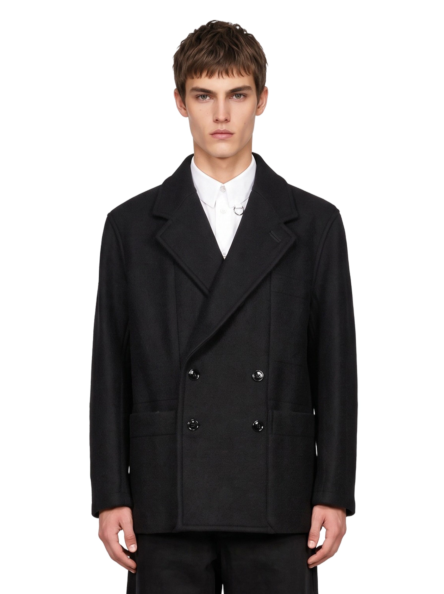Cappotto corto doppiopetto in nero 