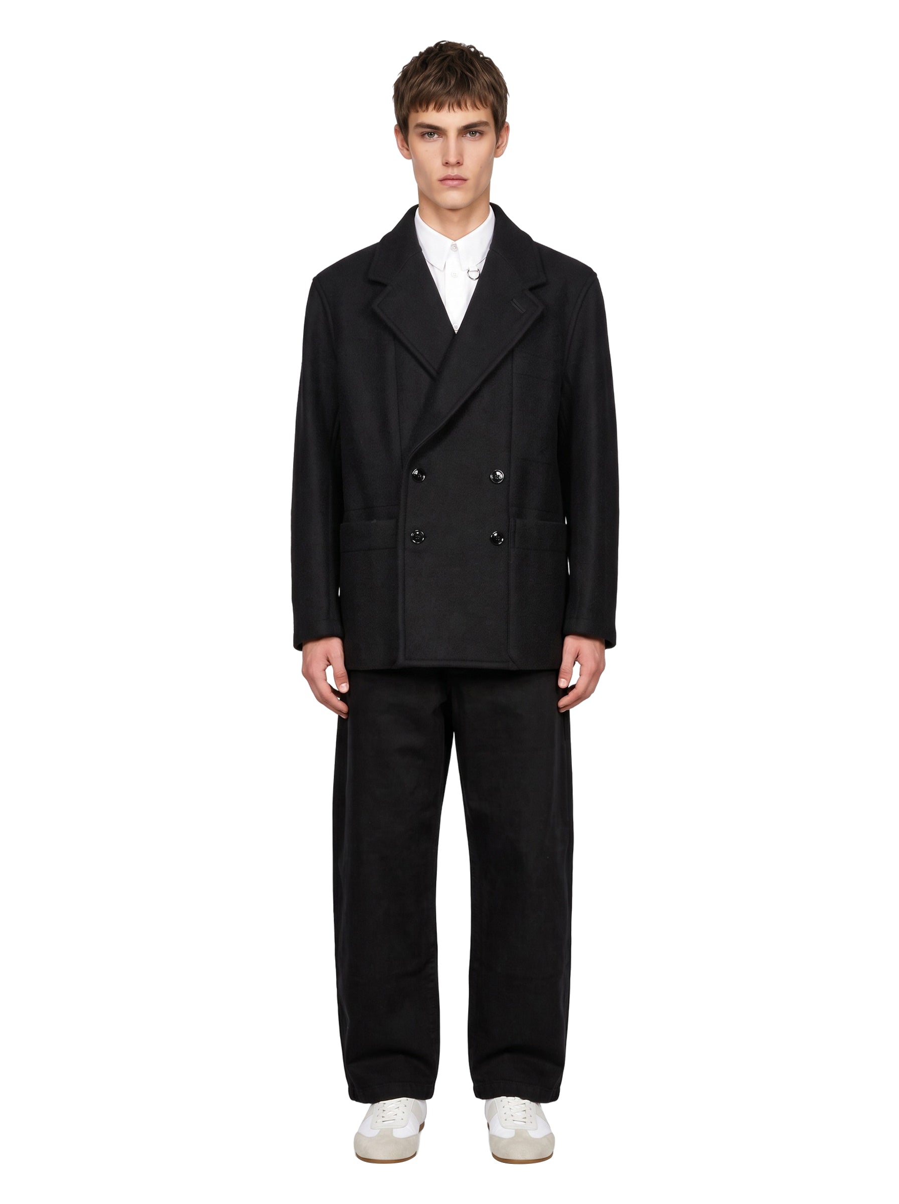 Cappotto corto doppiopetto in nero 