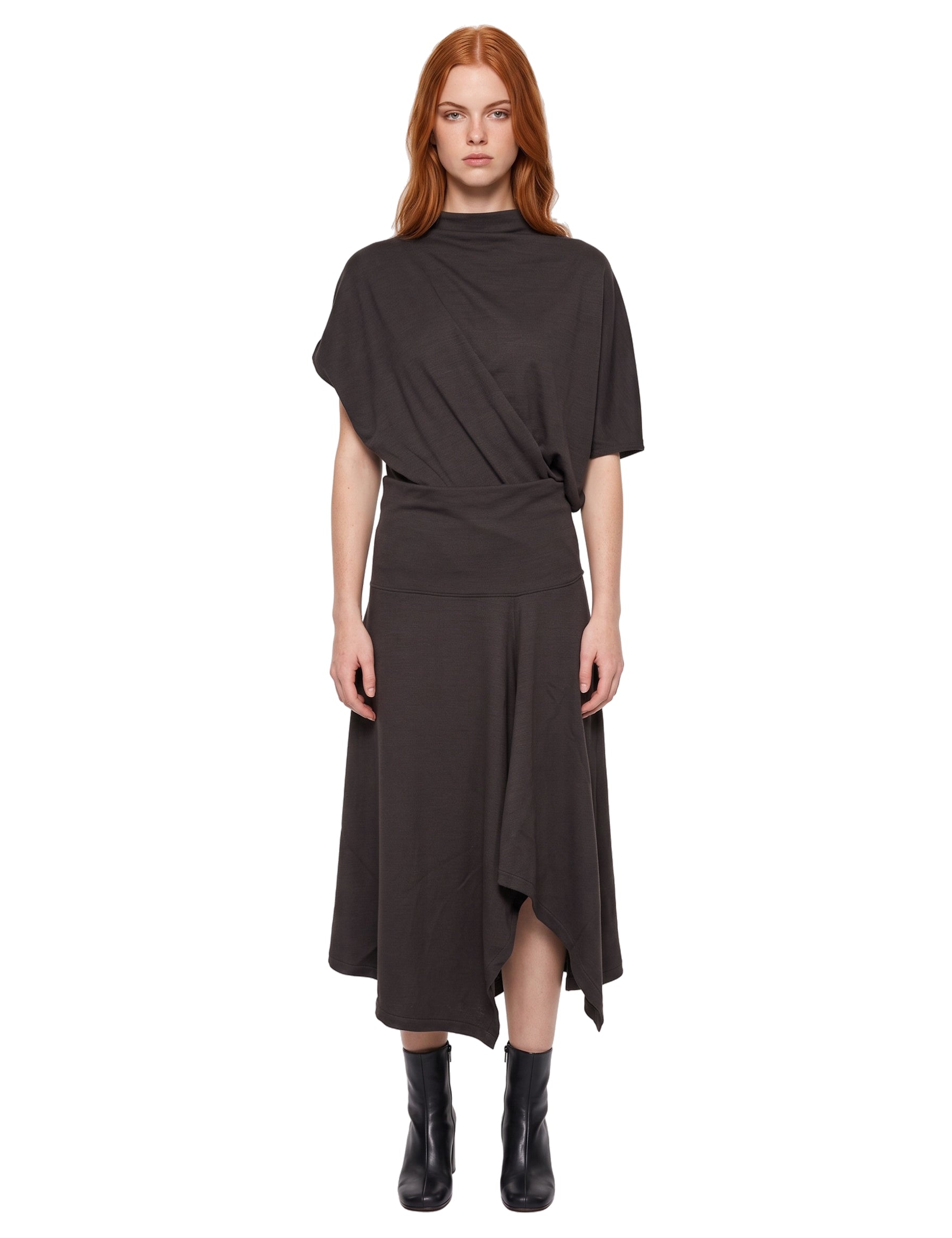 Abito twisted in jersey marrone 