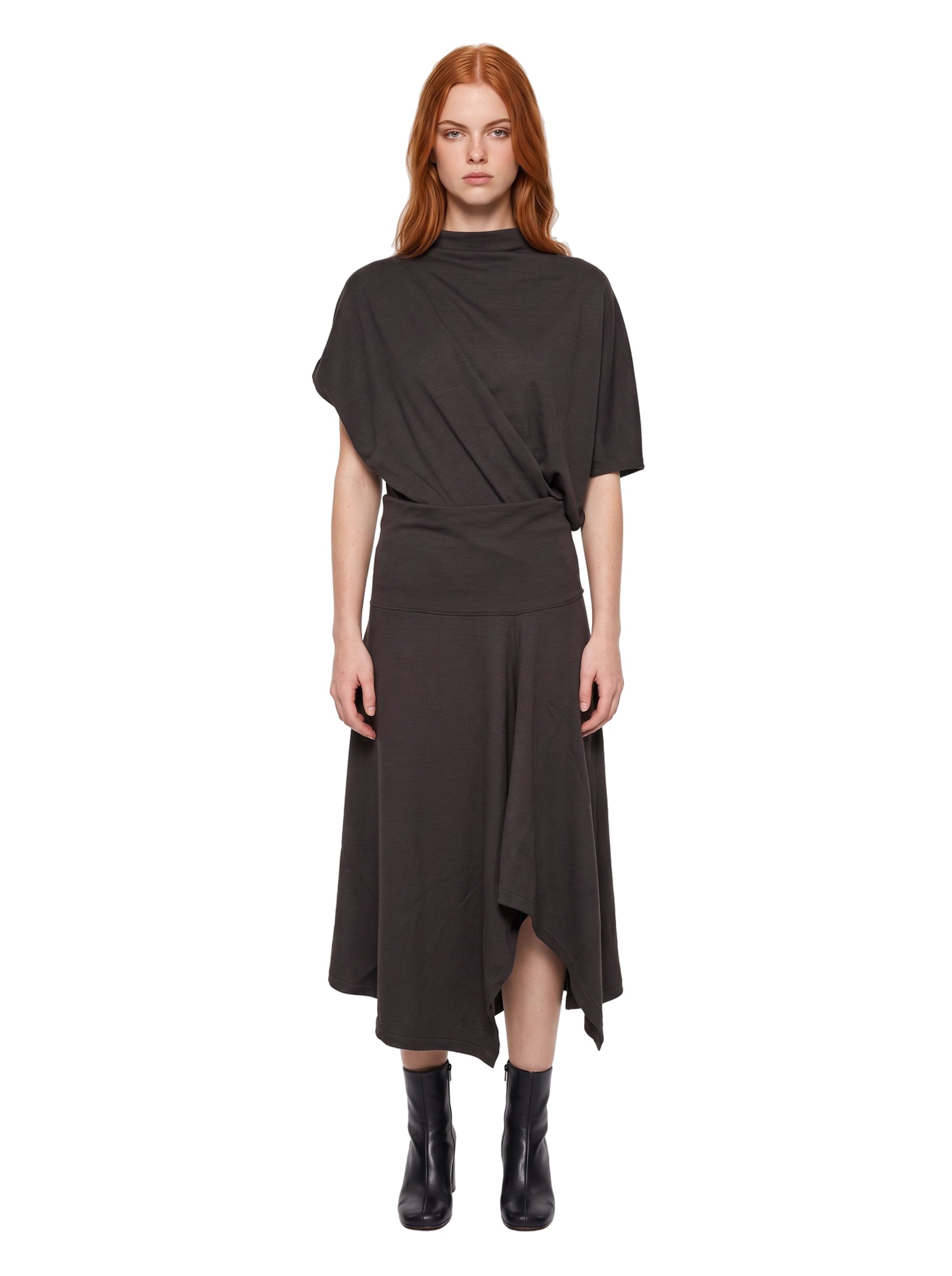 Abito twisted in jersey marrone 