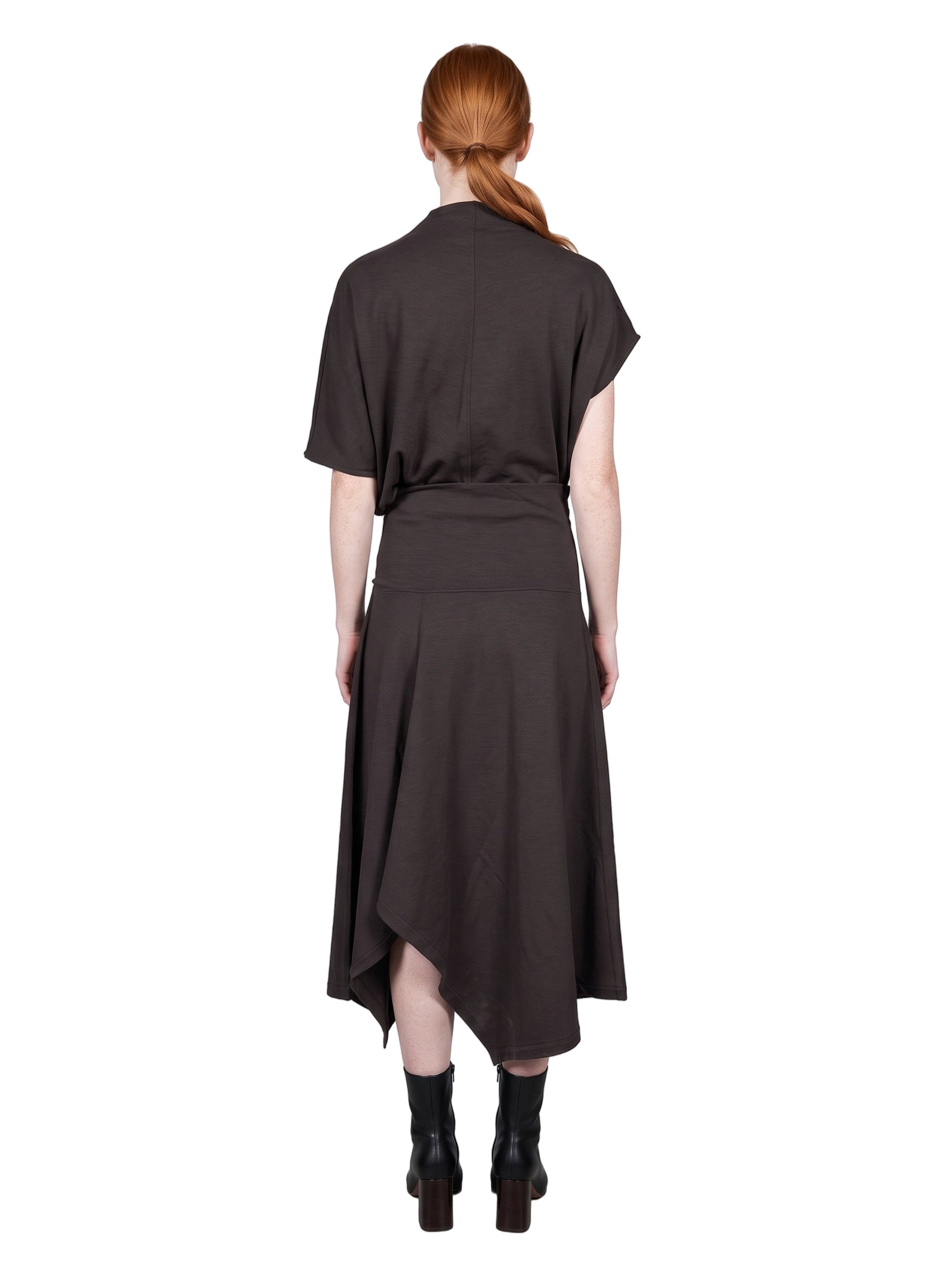 Abito twisted in jersey marrone 