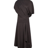 Abito twisted in jersey marrone 