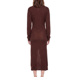 Abito midi con bottoni in lana in bordeaux 