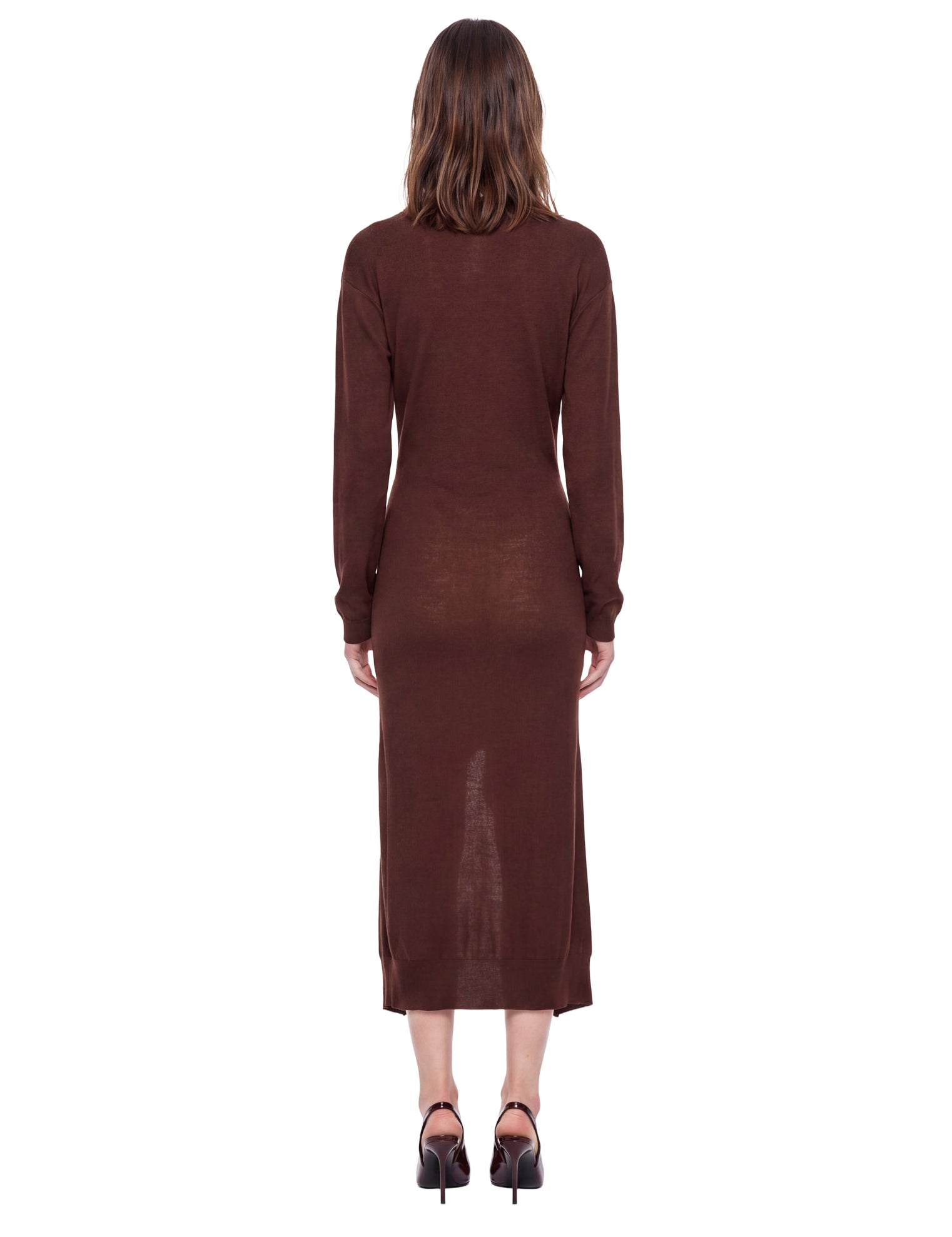 Abito midi con bottoni in lana in bordeaux 
