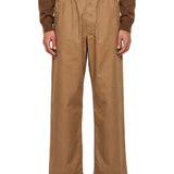 Pantaloni a gamba ampia con coulisse in beige 