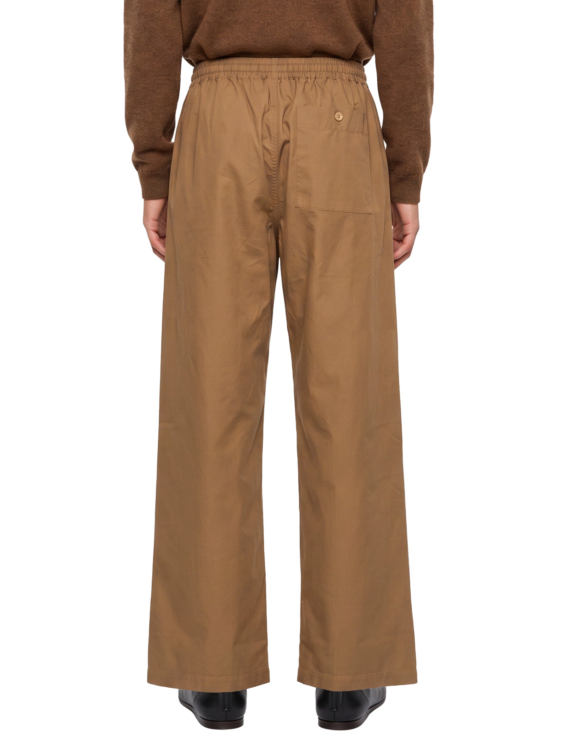 Pantaloni a gamba ampia con coulisse in beige 