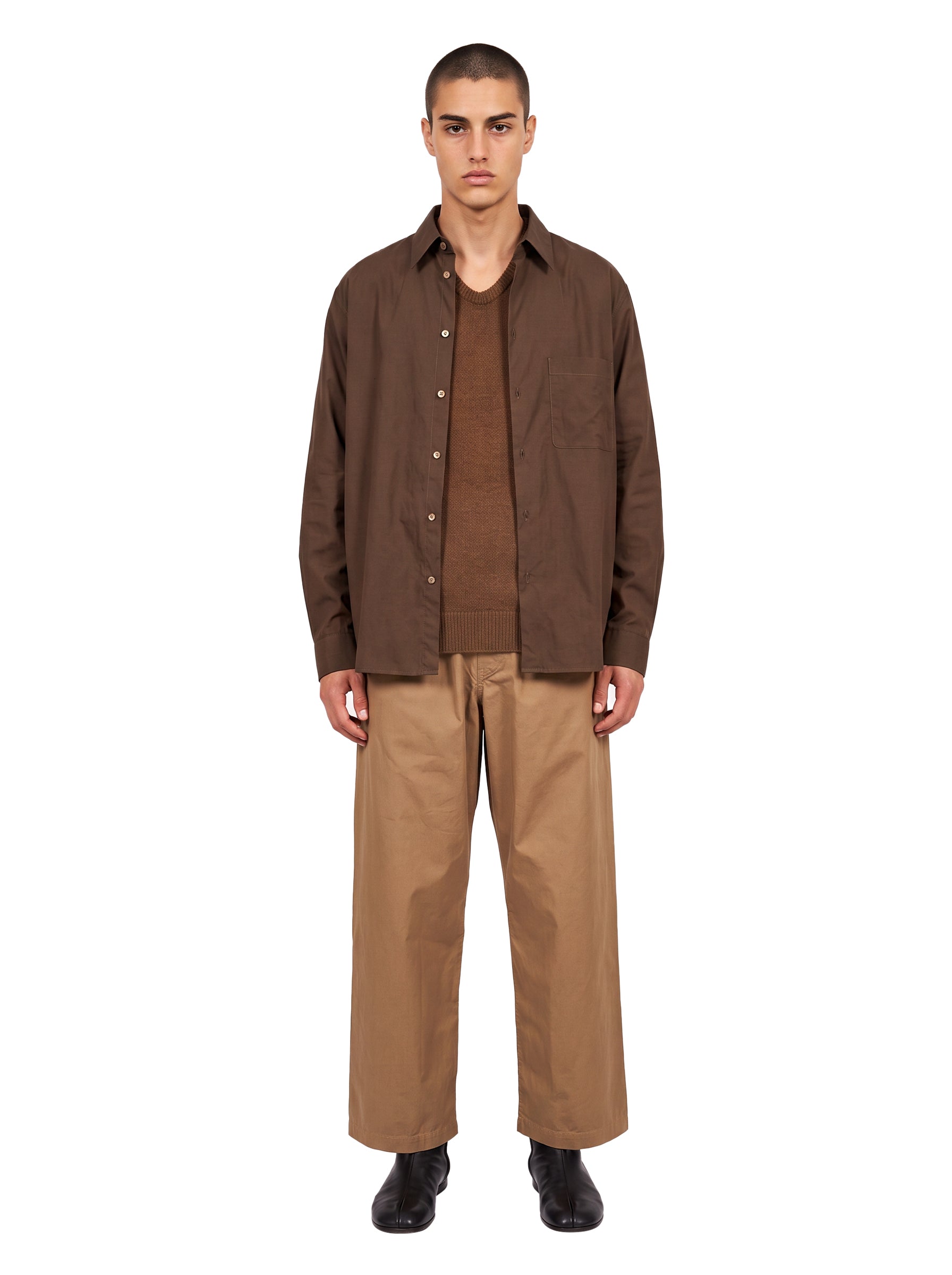 Pantaloni a gamba ampia con coulisse in beige 