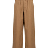 Pantaloni a gamba ampia con coulisse in beige 