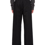 Pantaloni a gamba ampia con coulisse in nero 
