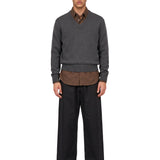 Pantaloni a gamba ampia con coulisse in nero 