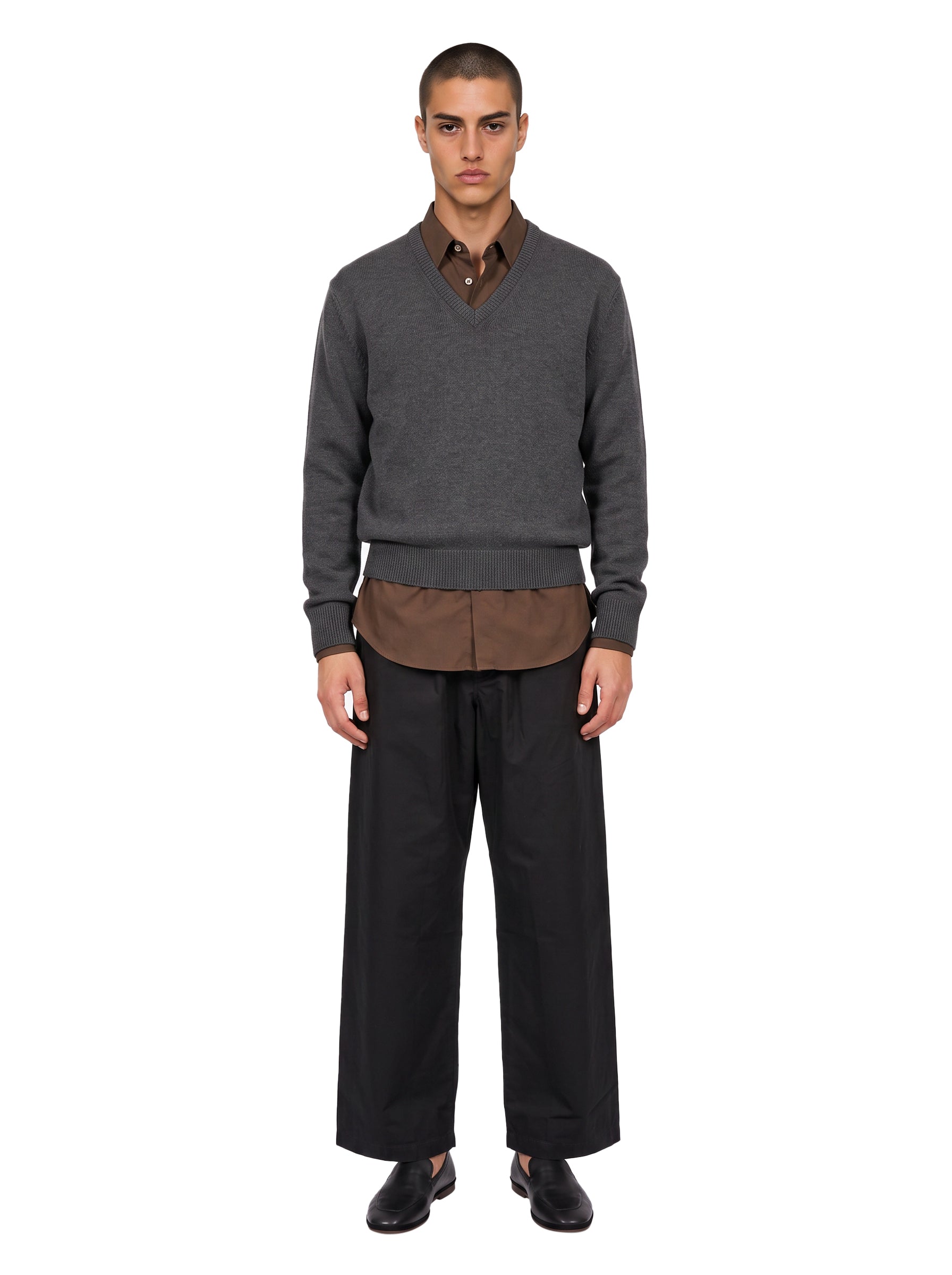 Pantaloni a gamba ampia con coulisse in nero 