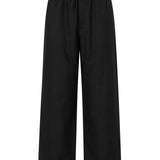 Pantaloni a gamba ampia con coulisse in nero 