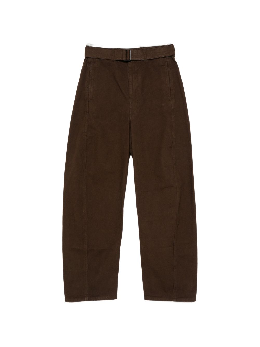 Jeans a gamba ampia con cintura in marrone 