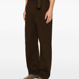 Jeans a gamba ampia con cintura in marrone 