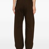 Jeans a gamba ampia con cintura in marrone 