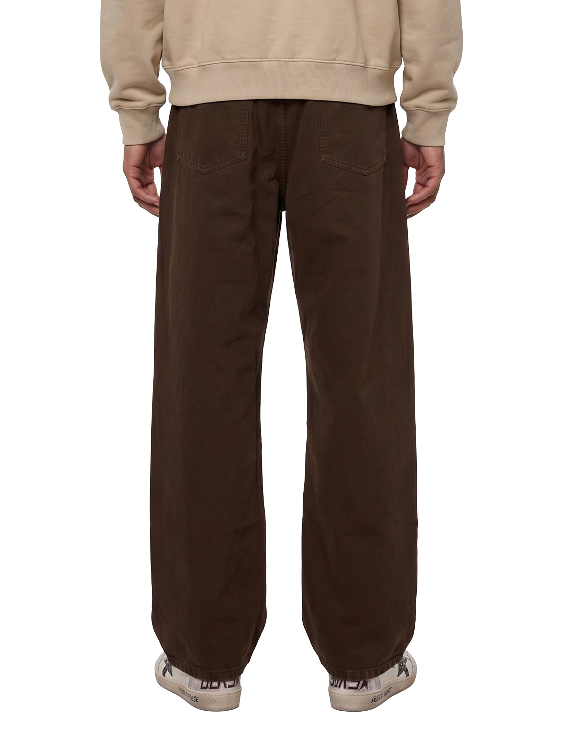 Jeans a gamba ampia con cintura in marrone 