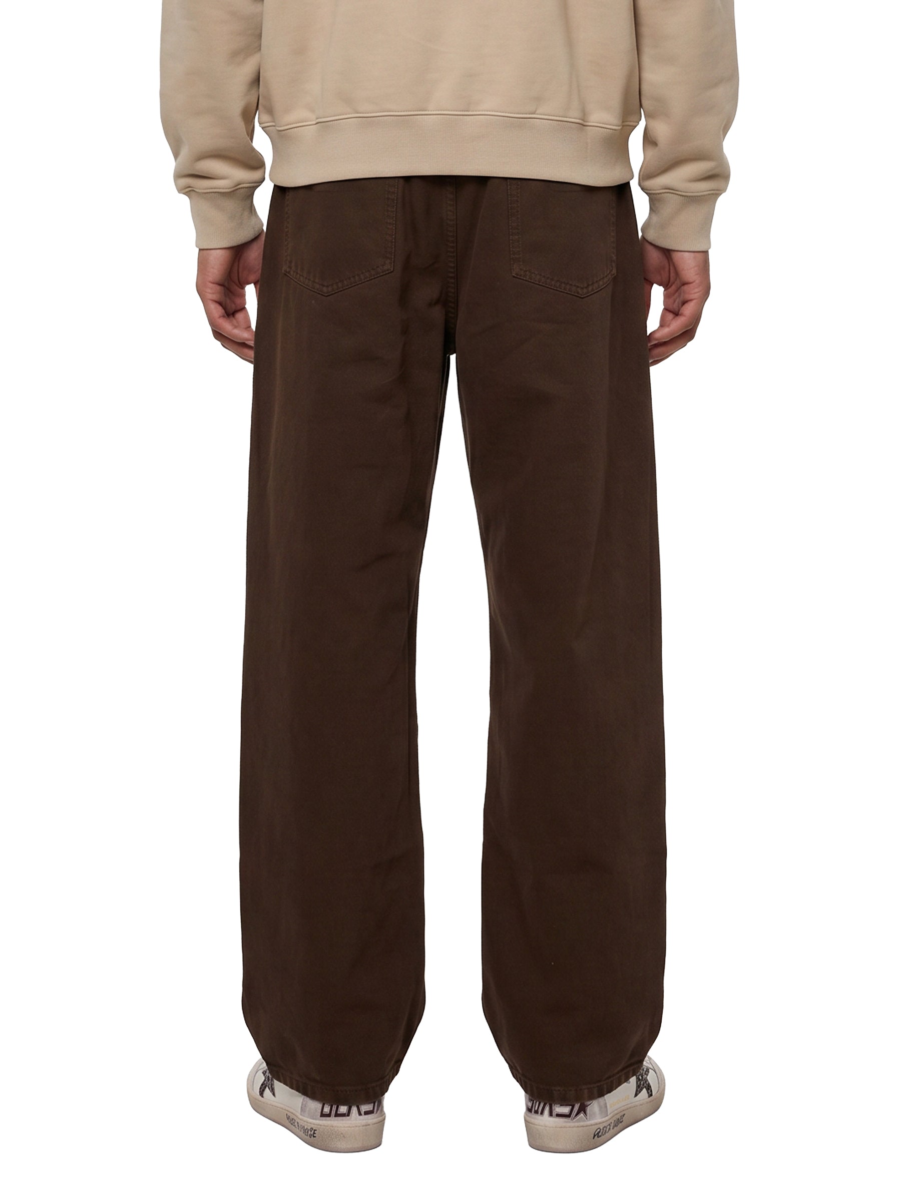 Jeans a gamba ampia con cintura in marrone 