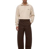 Jeans a gamba ampia con cintura in marrone 