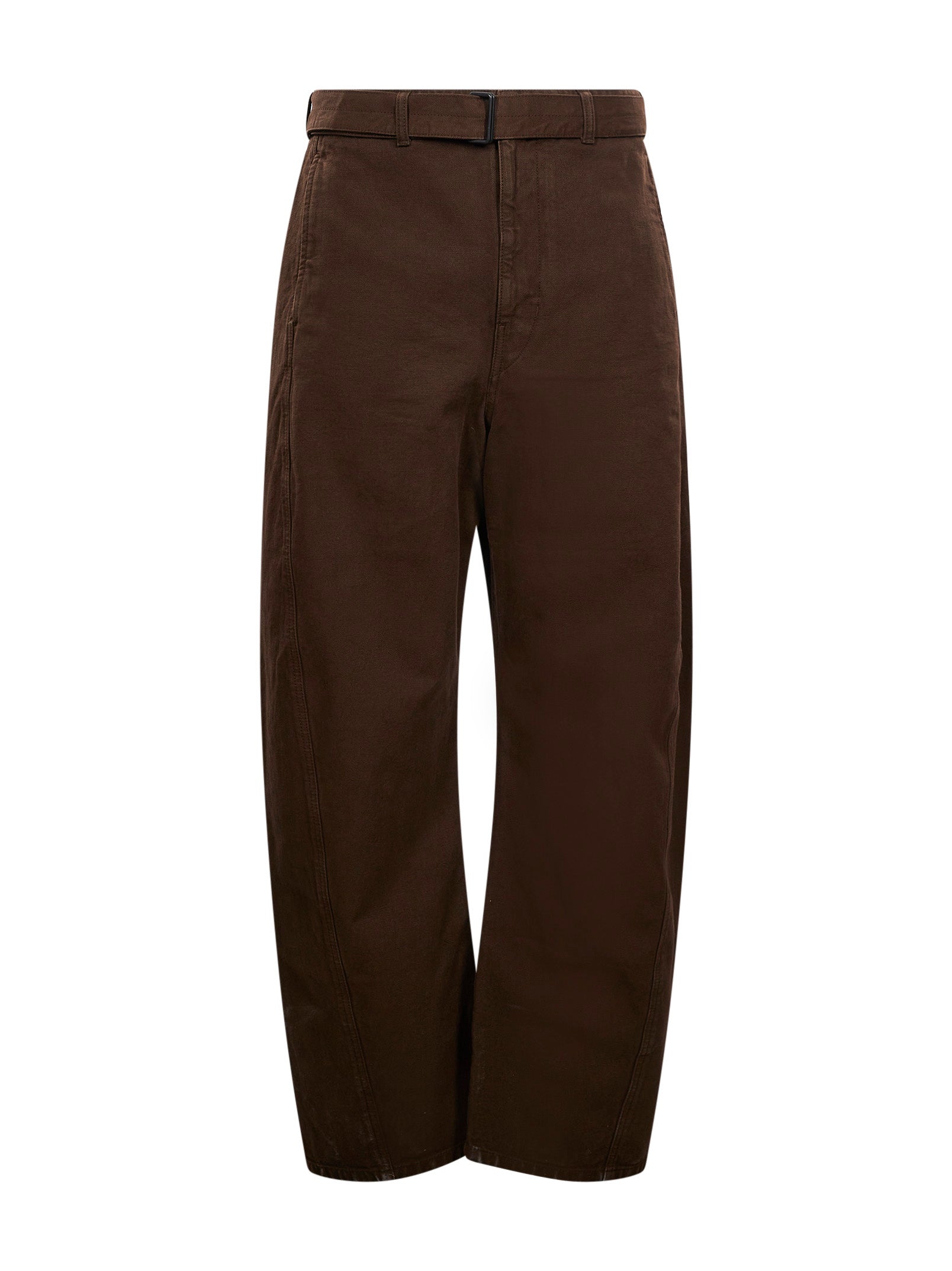 Jeans a gamba ampia con cintura in marrone 