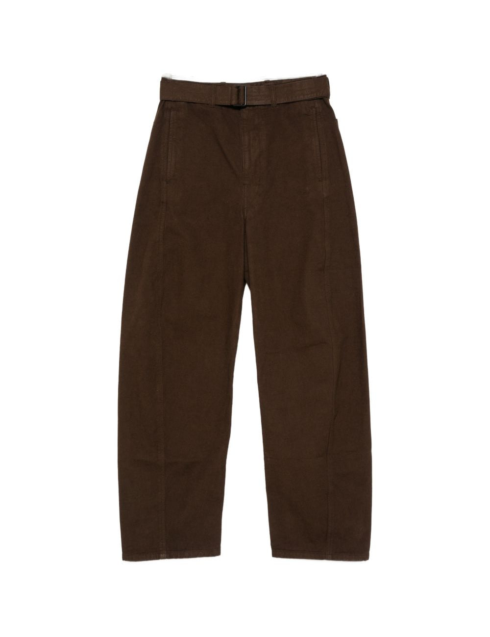 Jeans a gamba ampia con cintura in marrone 