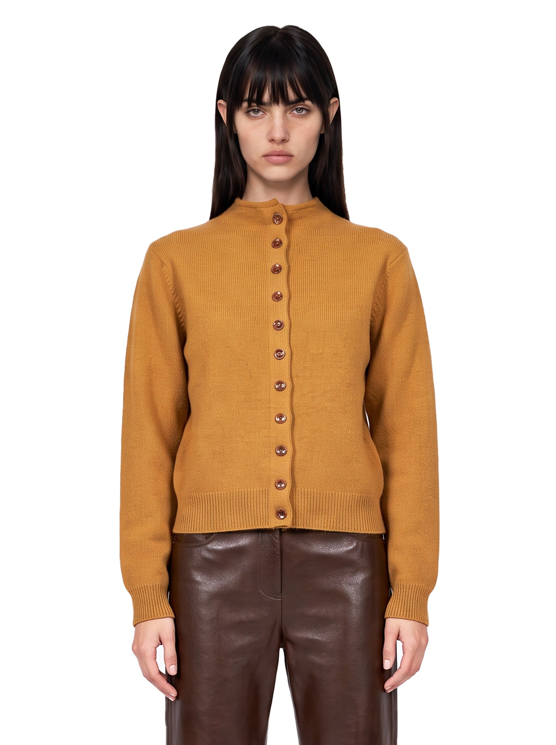 Cardigan con bottoni in giallo ocra 