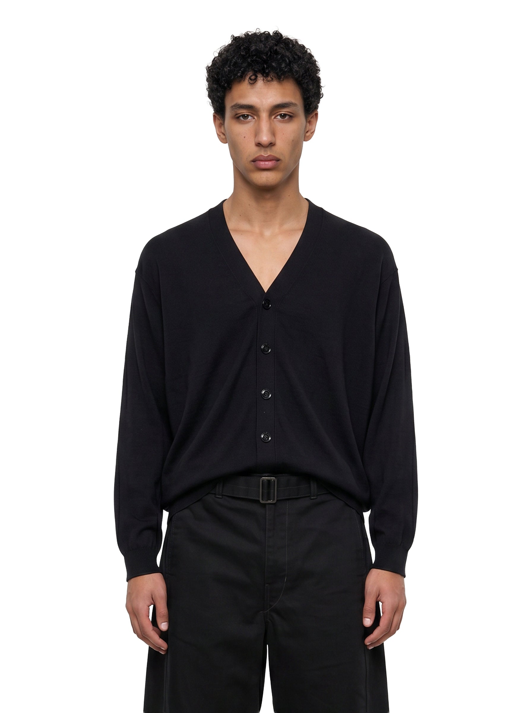 Cardigan con scollo a V e bottoni in nero 