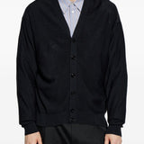 Cardigan con scollo a V e bottoni in nero 