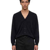 Cardigan con scollo a V e bottoni in nero 