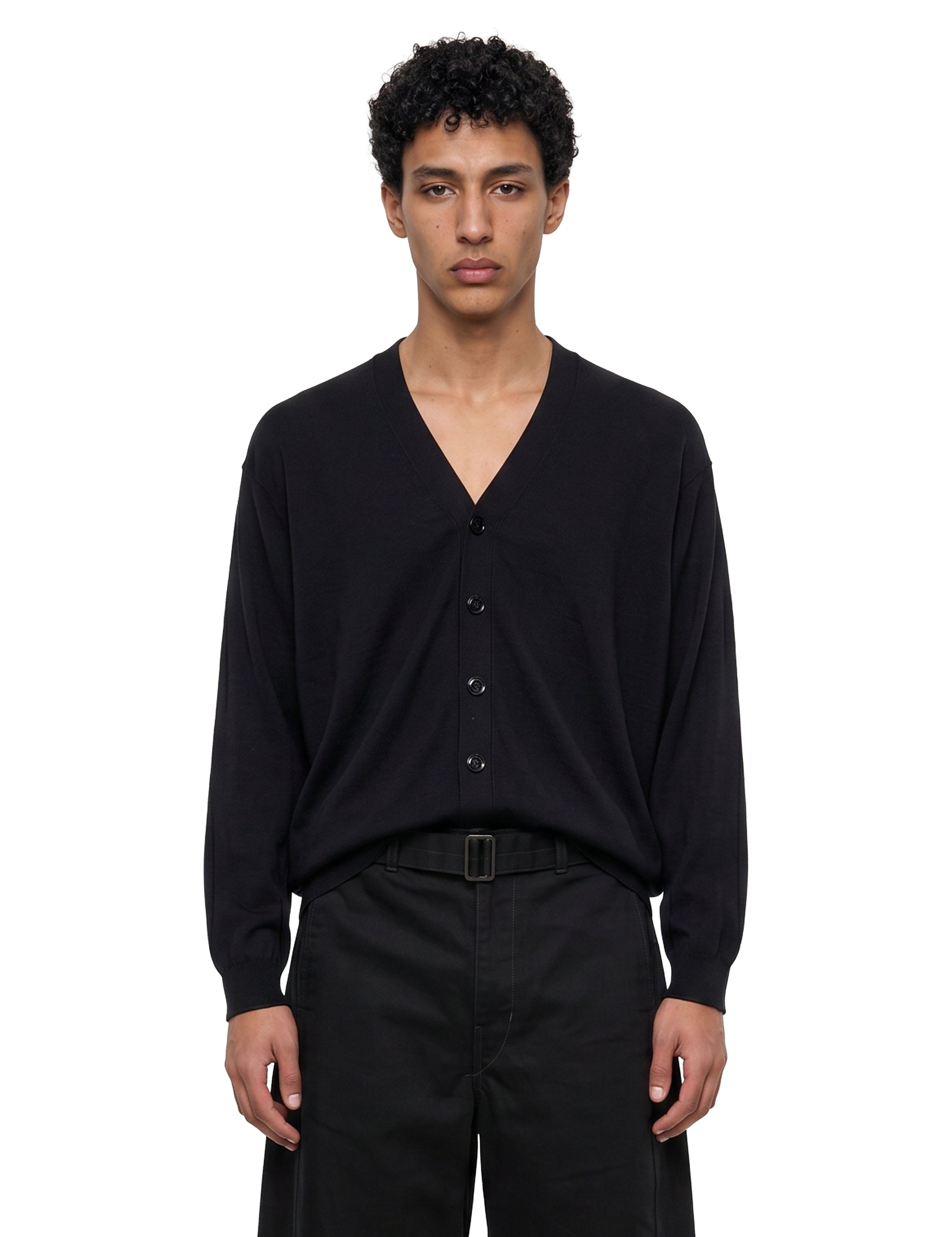 Cardigan con scollo a V e bottoni in nero 