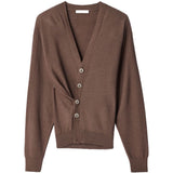 Cardigan con abbottonatura asimmetrica in beige 