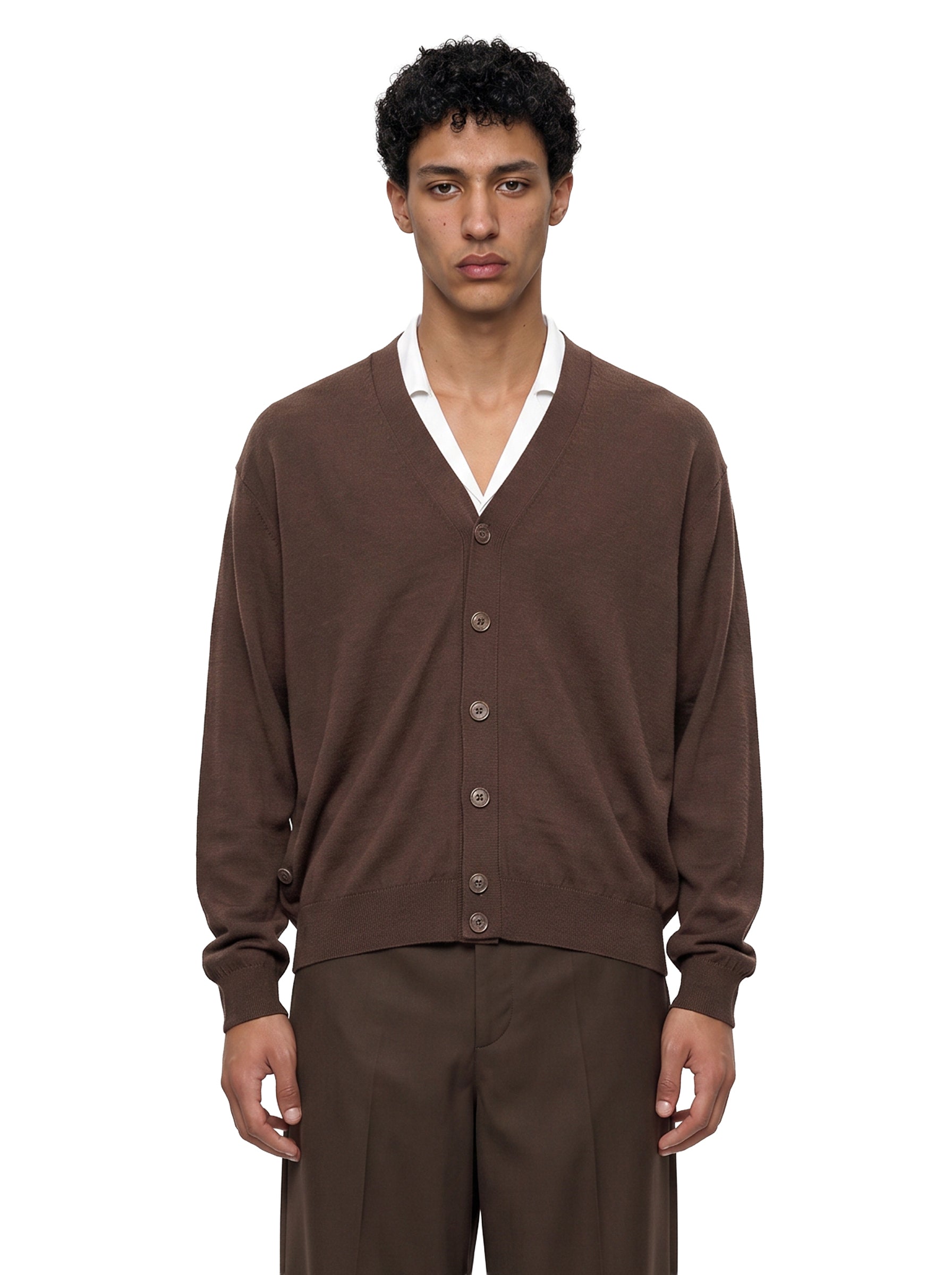Cardigan con abbottonatura asimmetrica in beige 