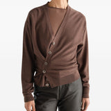 Cardigan con abbottonatura asimmetrica in beige 
