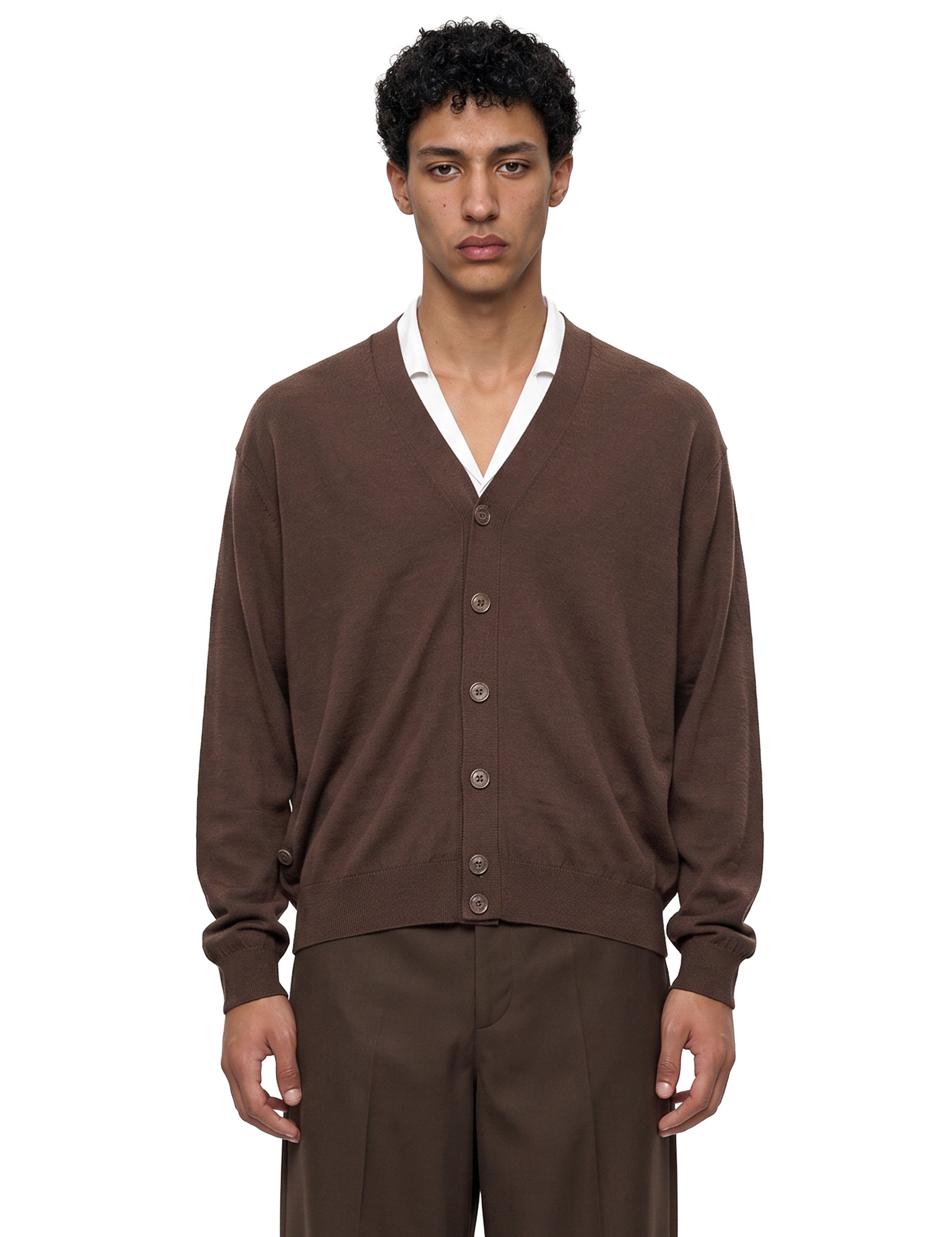 Cardigan con abbottonatura asimmetrica in beige 