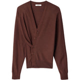 Cardigan con arricciatura in marrone 