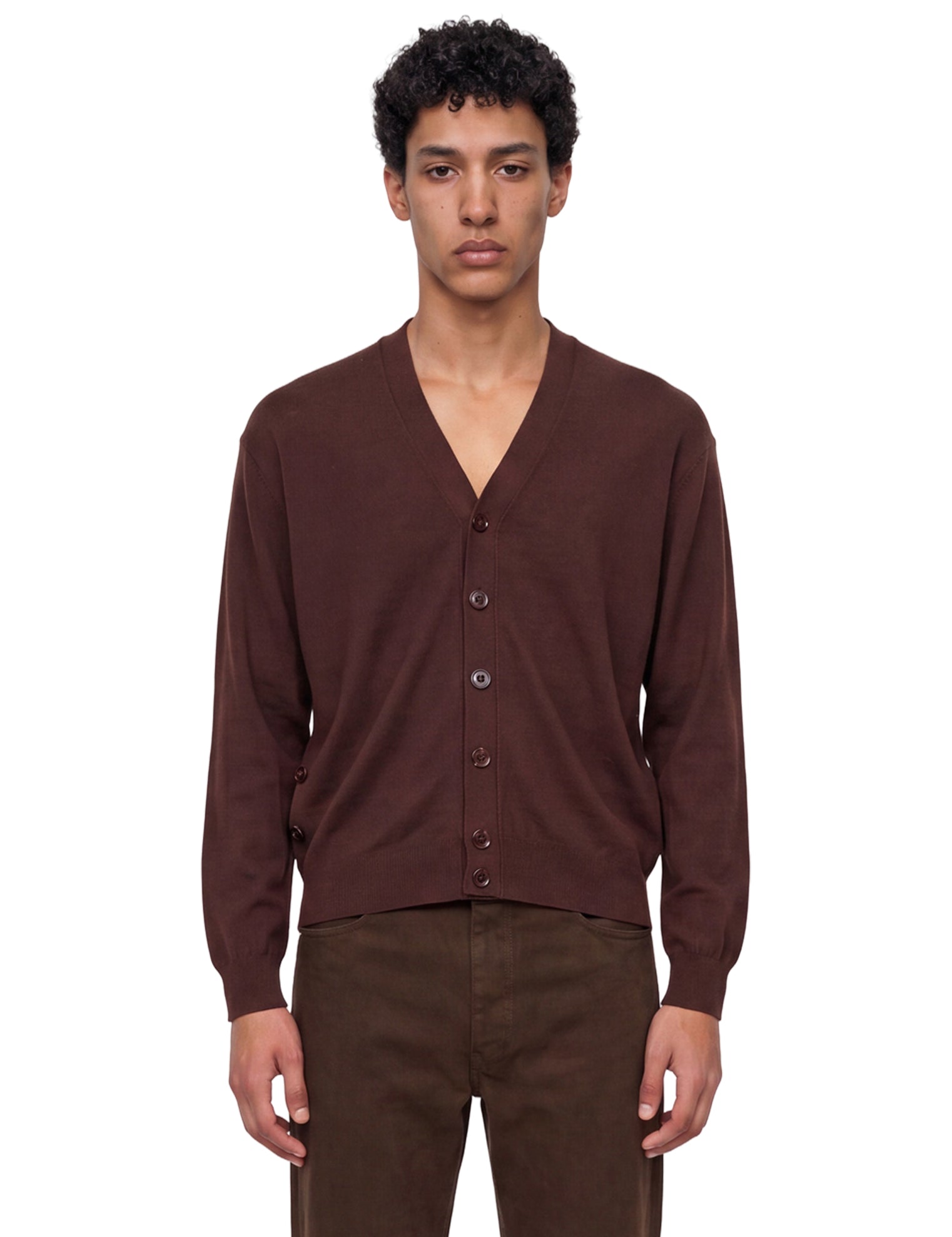 Cardigan con arricciatura in marrone 