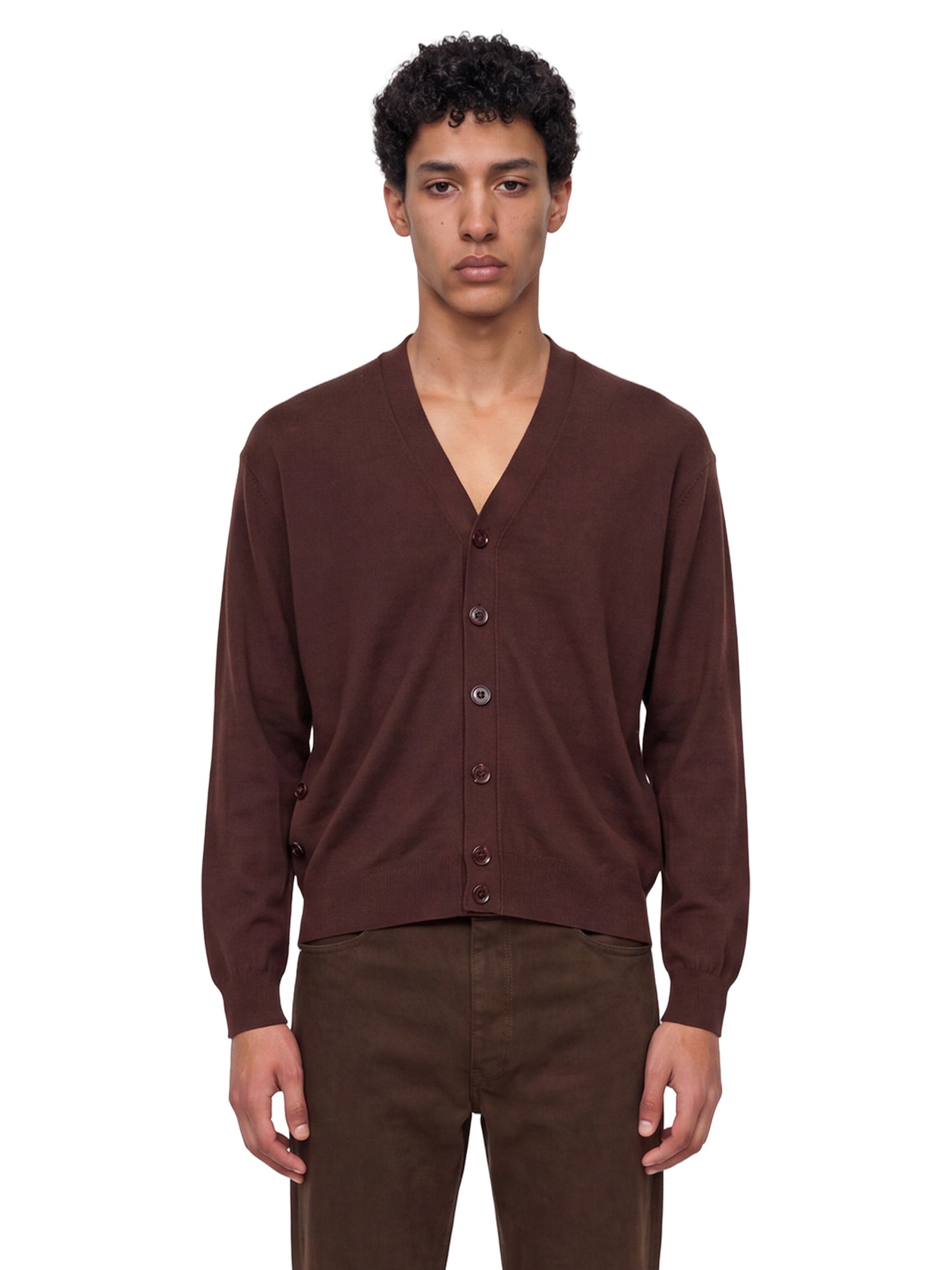 Cardigan con arricciatura in marrone 