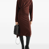 Cardigan con arricciatura in marrone 