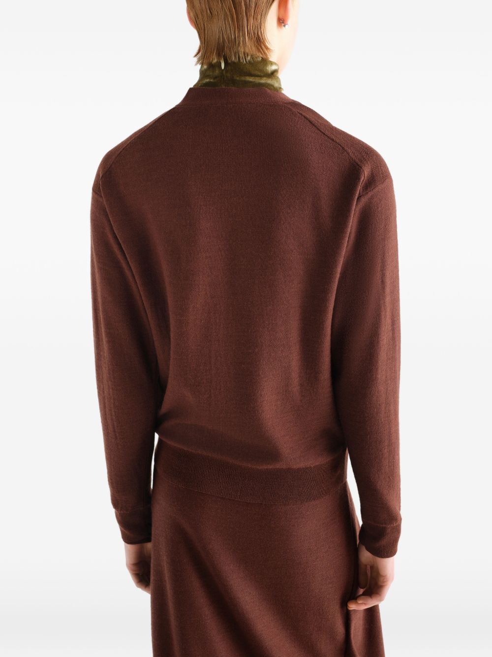 Cardigan con arricciatura in marrone 