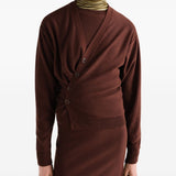 Cardigan con arricciatura in marrone 