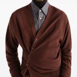 Cardigan con arricciatura in marrone 