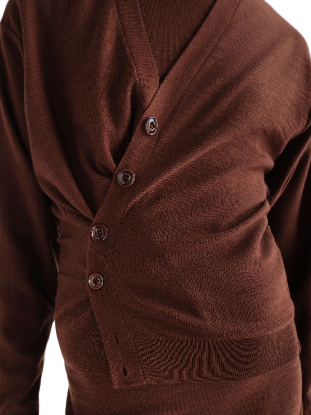 Cardigan con arricciatura in marrone 