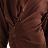 Cardigan con arricciatura in marrone 