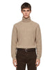 Maglione a collo alto a coste in beige