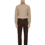 Maglione a collo alto a coste in beige 