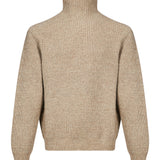 Maglione a collo alto a coste in beige 