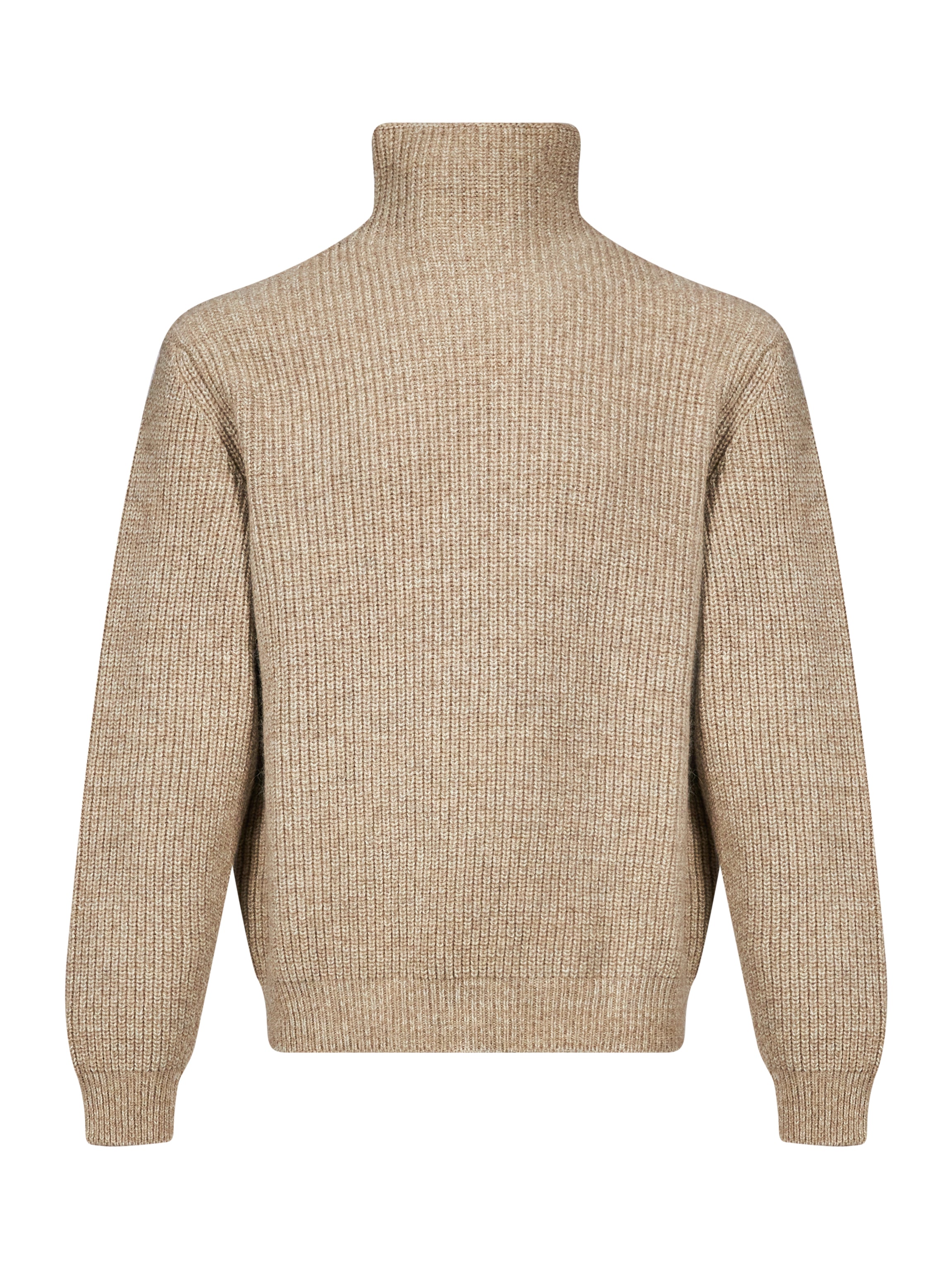 Maglione a collo alto a coste in beige 