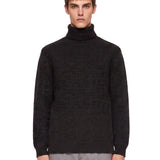 Maglione a collo alto a coste in grigio 