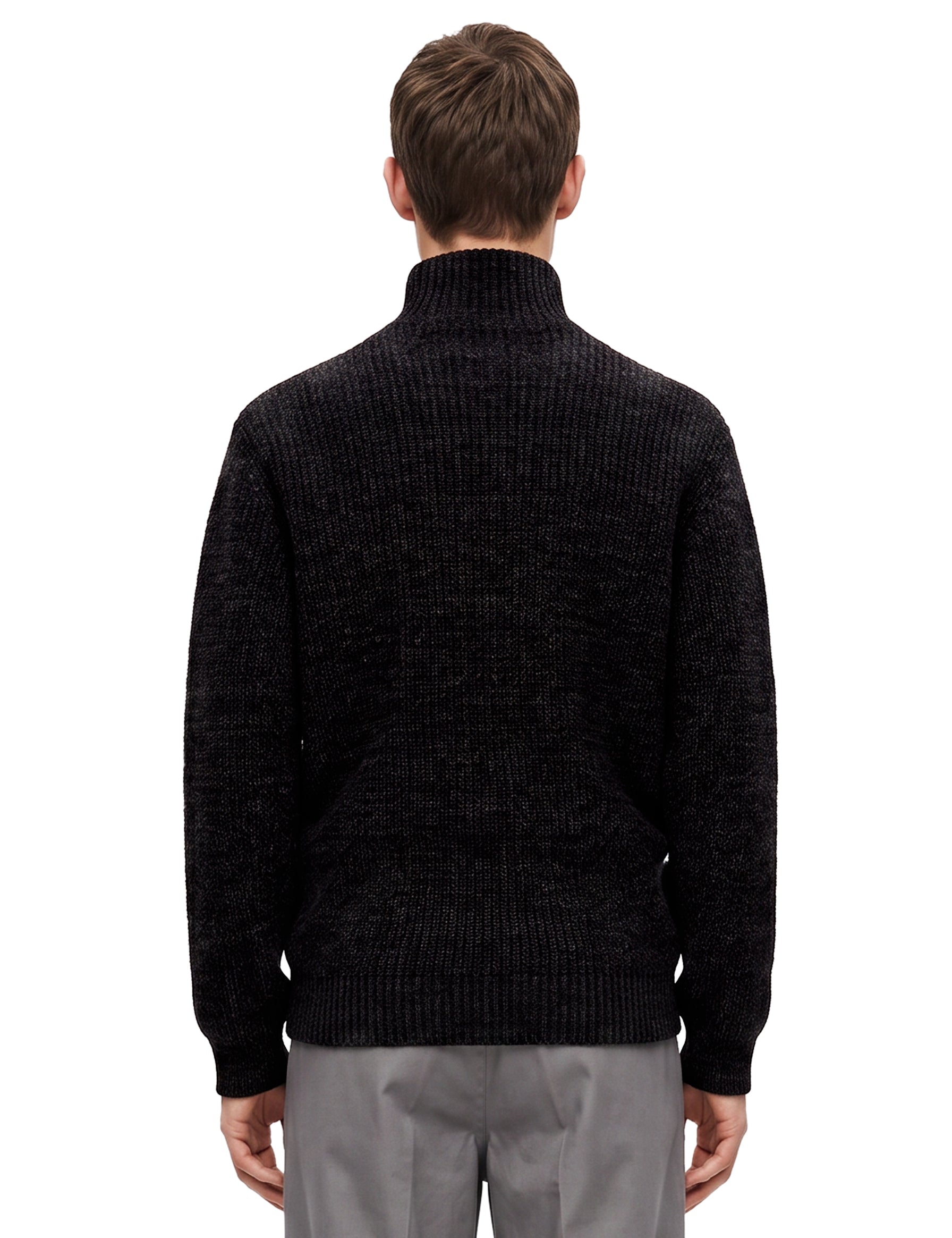 Maglione a collo alto a coste in grigio 