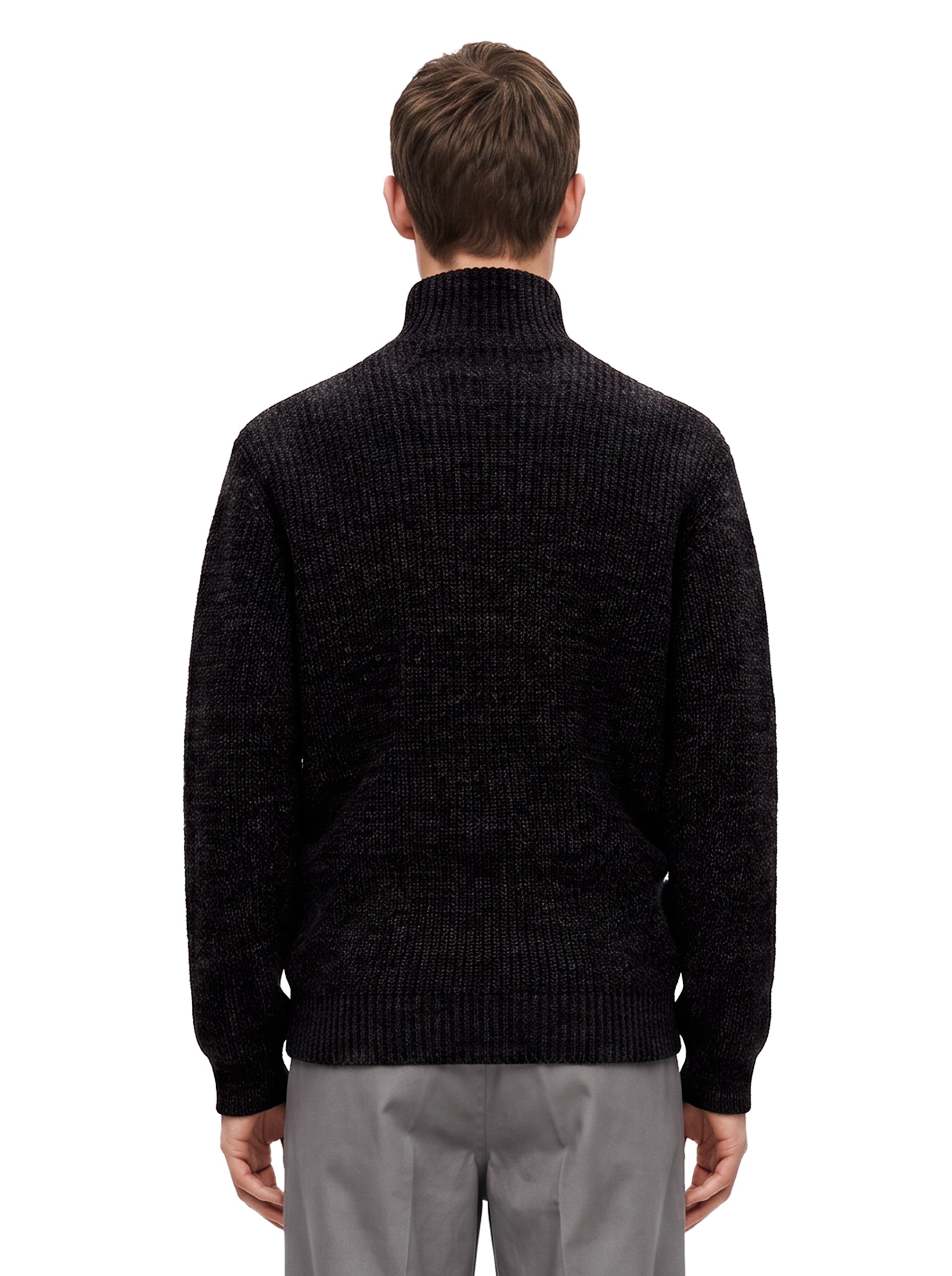 Maglione a collo alto a coste in grigio 
