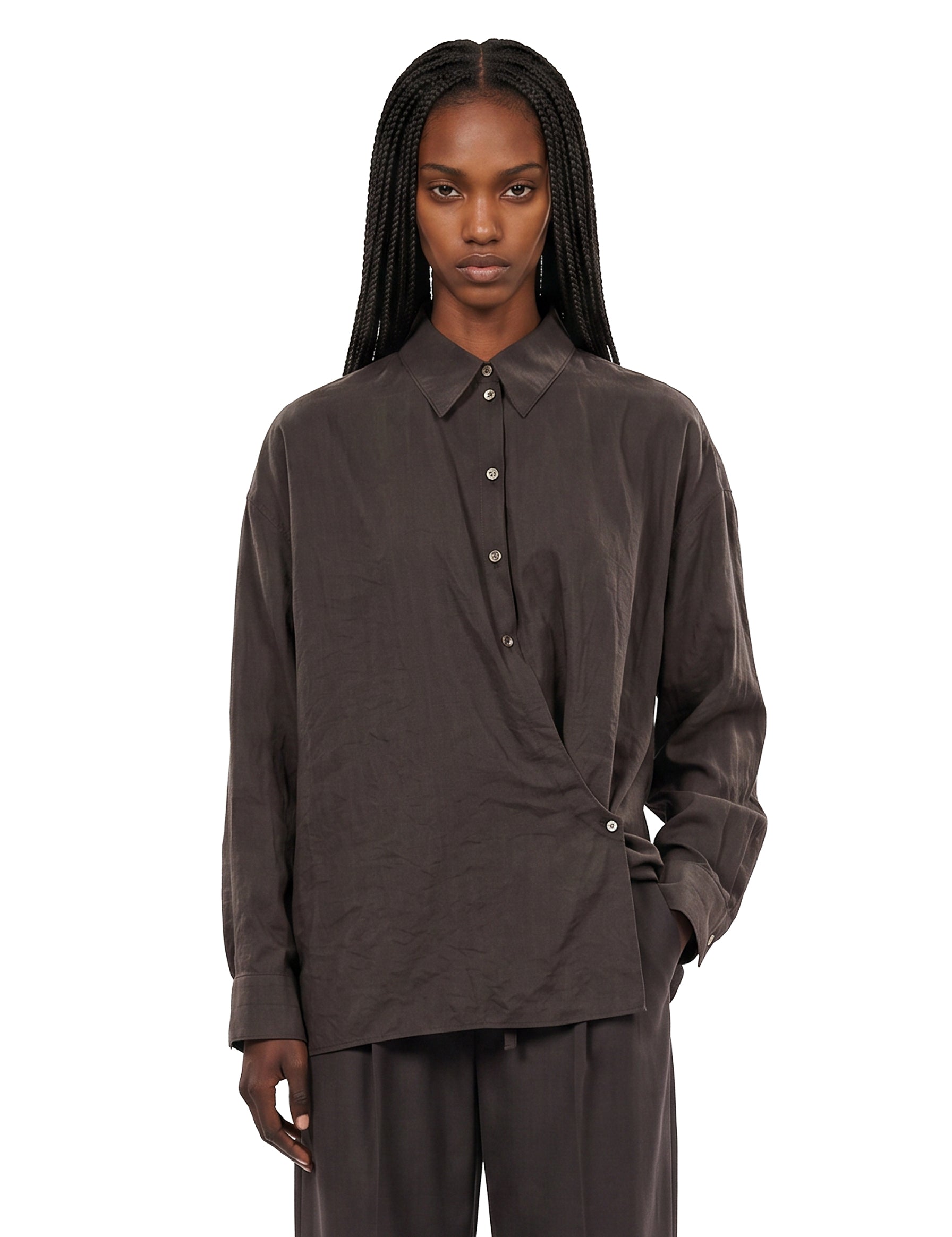 Camicia con design asimmetrico in marrone 